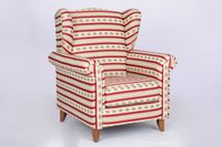 Polstersessel Loretta, ca. 86 x 81 x 105 cm – Rot gestreift & Blumenmuster