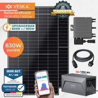 VESKA® Balkonkraftwerk 830W/600-800W mit ANKER Batteriespeicher