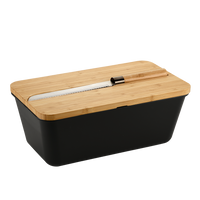 Brotbox, schwarz, mit Messer