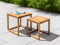 2er Garten Beistelltisch aus Akazienholz – Braun