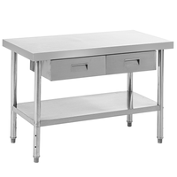Edelstahltisch mit 2 Schubladen, ca. 120 x 60 x 80 cm