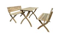 Gartensitzgruppe aus Holz mit Tisch und 2 Bänken - Naturbelassen