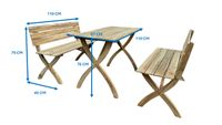 Gartensitzgruppe aus Holz mit Tisch und 2 Bänken - Naturbelassen