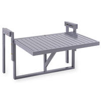 Klappbarer Balkon-Hängetisch aus FSC Akazienholz, ca. 64 x 76 x 51 cm – Hellgrau