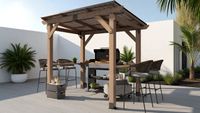 Grill-Pavillon, aus Zedernholz und Stahl, ca. 263 x 187 x 225 cm in naturholz