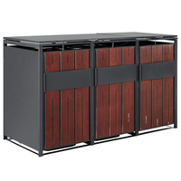 3er Mülltonnenbox aus Stahl, ca. 198,5 x 80 x 116 cm - Anthrazit