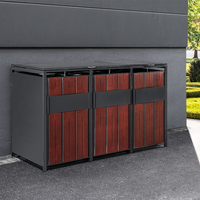3er Mülltonnenbox aus Stahl, ca. 198,5 x 80 x 116 cm - Anthrazit