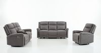 3tlg. Elektrisches Relaxsofa-Set - Grau