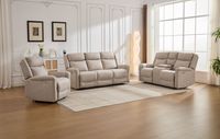 3tlg. Elektrisches Relaxsofa-Set - Hellbraun