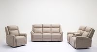 3tlg. Elektrisches Relaxsofa-Set - Hellbraun