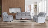 3tlg. Relaxsofa-Set aus Chenille - Hellgrau