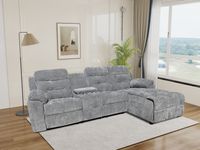 Relax-Ecksofa mit Multifunktionstisch, ca. 255 x 157 x 101 cm - Grau