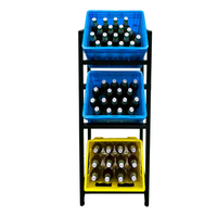 Getränkekistenregal für 3 Kisten, aus pulverbeschichtetem Stahl, ca. 47 x 31 x 113,5 cm – Schwarz