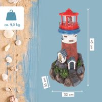 Leuchtturm mit Solarlicht und rotierendem Leuchtfeuer, Gartendeko 43 cm hoch