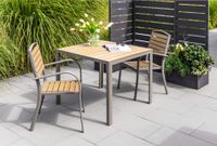 3tlg. Gartengarnitur aus Aluminium in Holzoptik