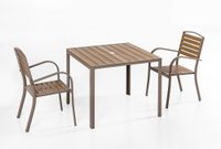 3tlg. Gartengarnitur aus Aluminium in Holzoptik