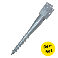 6er Einschraubbodenhülsen Pfostenträger, ca. 101 x 101 mm