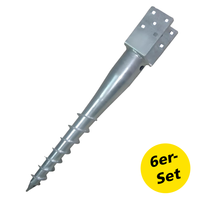 6er Einschraubbodenhülsen Pfostenträger, ca. 91 x 91 mm