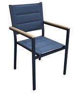 5tlg. Sitzgruppe mit Tisch & 4 Stapelstühlen aus Aluminium - Schwarz/Braun