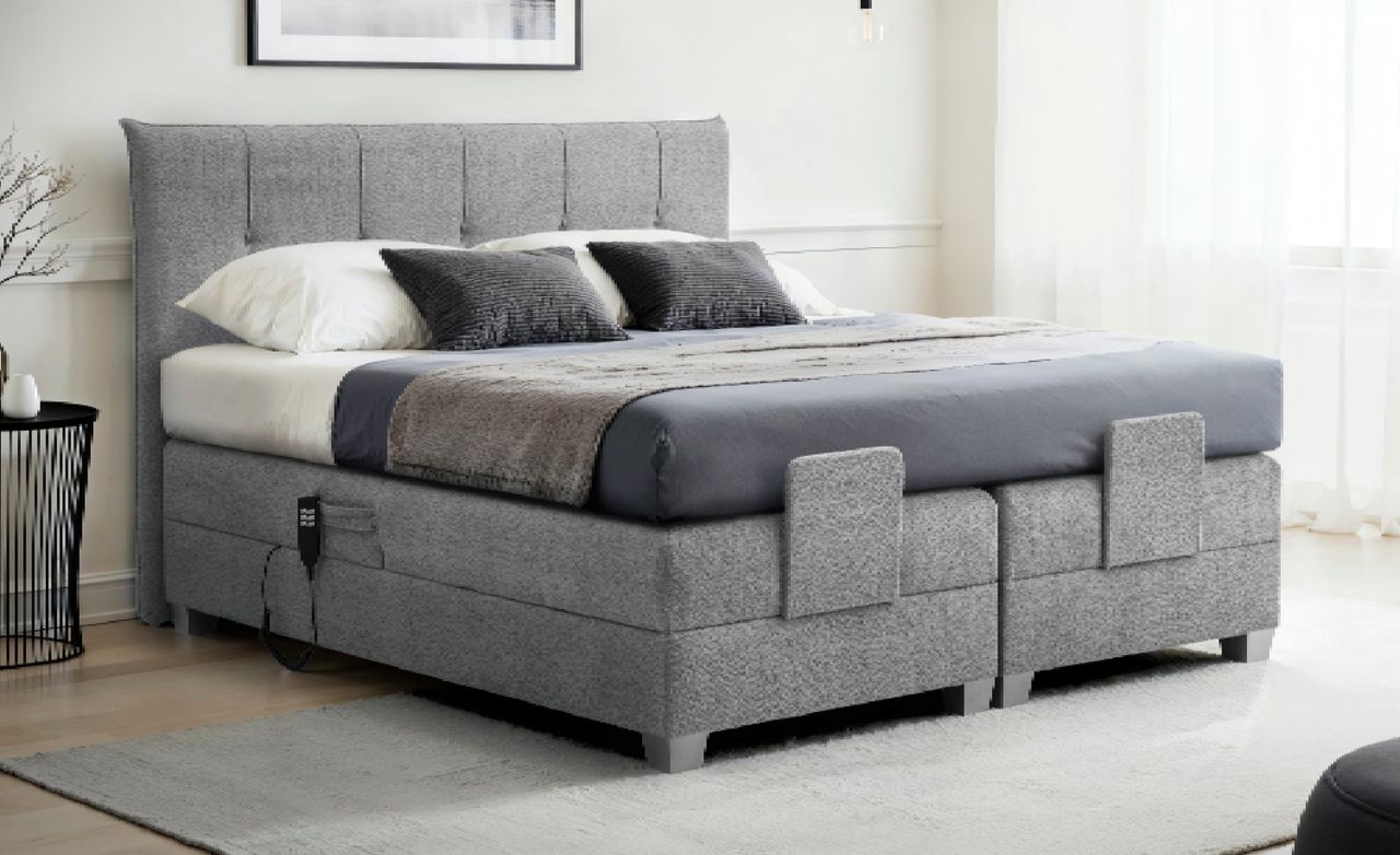 Interbed Boxspringbett BERN 200x200 cm mit Motor grau Coral 75
