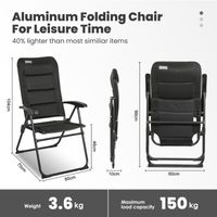 Gartenstuhl Hochlehner Campingstuhl Balkonstuhl, 3D-Mesh, 5-Fach Verstellbar, Bis 150 KG