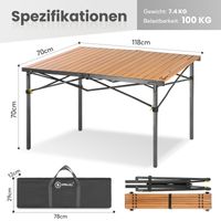 Klapptisch Campingtisch Balkontisch Gartentisch, Aluminum Roll Up Tabletop, bis 100kg