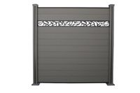 WPC-Sichtschutzzaun Valla - mit Design 1x Element + 2x Pfosten - Grau