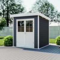 WPC-Gartenhaus S mit Flachdach anthrazit/weiß
