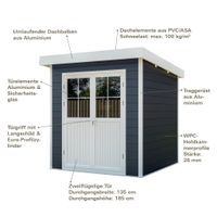 WPC-Gartenhaus S mit Flachdach anthrazit/weiß