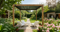 Aluminium-Pergola mit beweglicher Flügeltür, ca. 3 x 3 m - Dunkelbraun