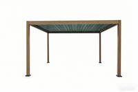 Aluminium-Pergola mit beweglicher Flügeltür, ca. 3 x 3,6 m - Holzoptik