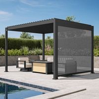 4-Meter-Vorhang mit Sonnen- und Windschutz Funktion für Pergola, ca. 382 x 227 cm - Anthrazit