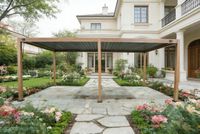 Aluminium-Pergola mit beweglichen Lamellen, ca. 3 x 6 m - Dunkelbraun
