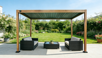 Aluminium-Pergola mit beweglichen Lamellen, ca. 3 x 4 m - Dunkelbraun