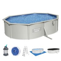 Hydrium™ Stahlwandpool Komplett-Set + Sandfilteranlage 500 x 366 x 122 cm, granitgrau, oval