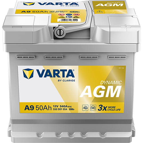 VARTA Dynamic AGM A9 Batterie 550901054K262, A9, 12  V, 50 Ah, 540 A