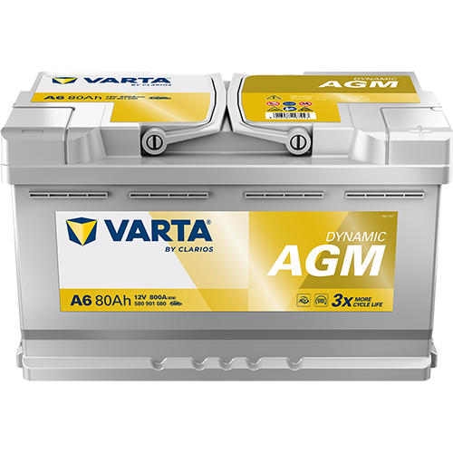 VARTA Dynamic AGM A6 Batterie 580901080K262, A7, 12 V, 80 Ah, 800 A