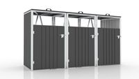3er Mülltonnenbox aus verzinktem Stahl, ca. 240 x 80 x 122 cm - Anthrazit