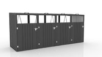 4er Mülltonnenbox aus verzinktem Stahl, ca. 320 x 80 x 122 cm - Anthrazit