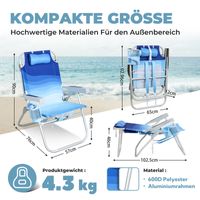 HOMECALL Leicht Strandstuhl, mit Kühltasche und Aufbewahrungstasche, 5-fach Verstellbar,Welle