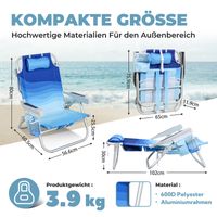 HOMECALL Leicht Strandstuhl, mit Kühltasche und Aufbewahrungstasche, 5-fach Verstellbar,Welle