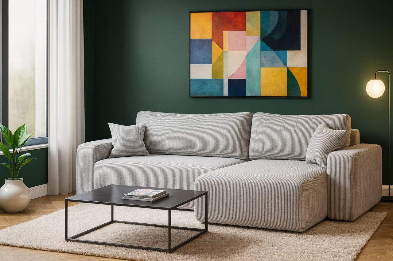 Interbed Ecksofa Austin 244x145 cm Cord Silbergrau Poso 110