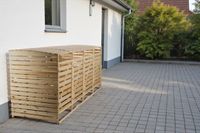 4er Mülltonnenbox lackiert aus Holz, wasserfest, ca. 290 x 92 x 122 cm - Hellbraun