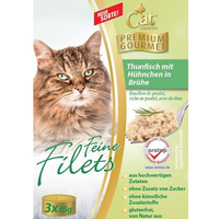 Feine Filets, Thunfisch mit Hühnchen in Brühe, 3 x 85 gr.