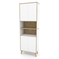 Badschrank MORENA mit 4 Türen und 2 offenen Fächern, Weiß/Eiche
