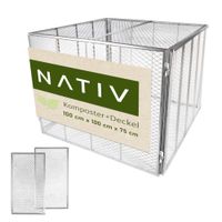 Komposter mit Deckel 100x100x75 cm, silber – stabiler Metallkomposter für Garten