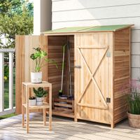 Gartenschrank Holz, Geräteschuppen wetterfest 140 x 75 x 157cm Natur