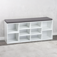 Schuhschrank mit Sitzkissen, weiß, FSC