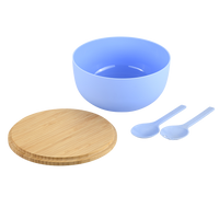 Salatschale, blau, Bambus