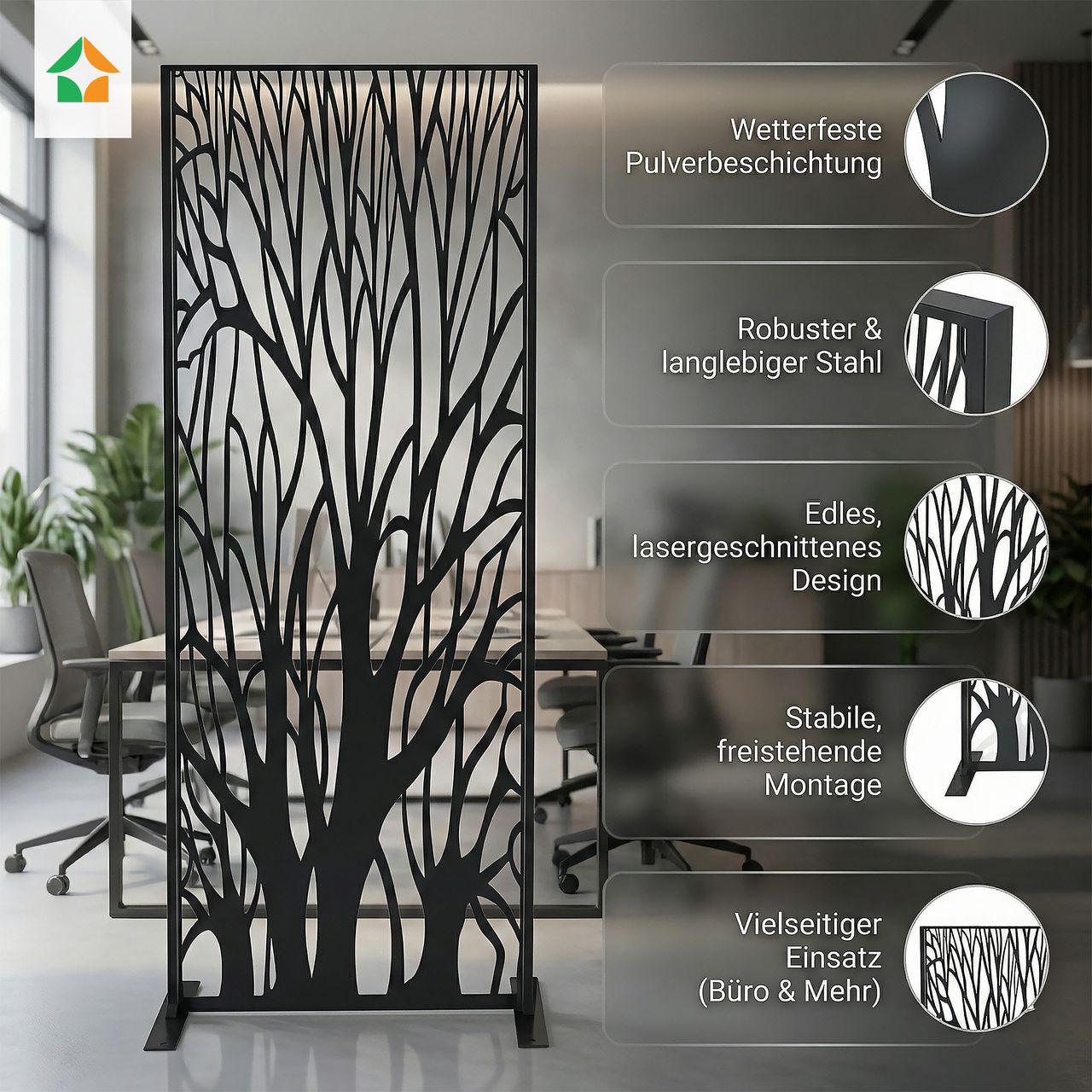 Prestige Home Living Indoor Dekorative Metallsichtschutzwand